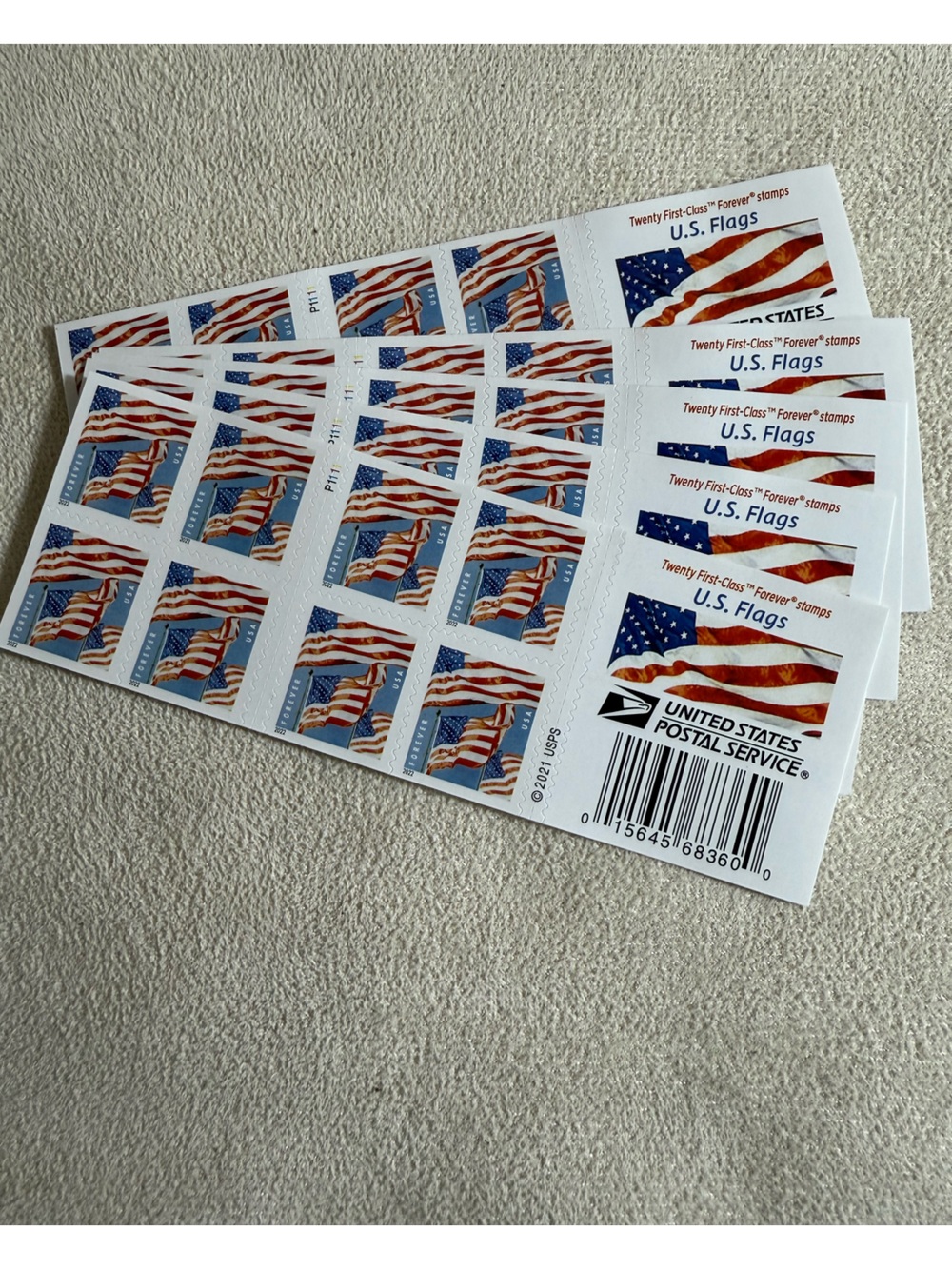 10 Books Postal Service U.S. Flags Forever Stamps - Red/Blue